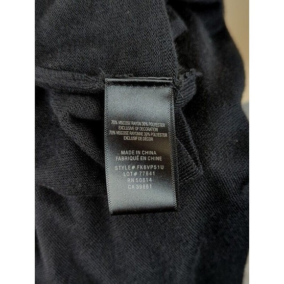 T Tahari Bevan Black Cardigan Sweater Silky Ruffled Accents 3/4 Slv Soft Tunic S - Picture 6 of 6